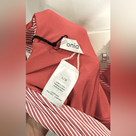 NWT Onia Michelle One Piece Swimsuit Striped Rib Spiced Coral White Red Large - Picture 9 of 12